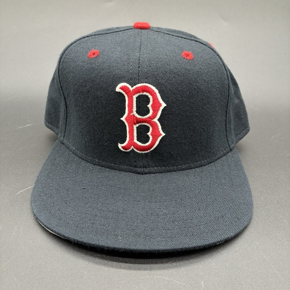 Vintage Boston Red Sox New Era Fitted Hat Size 7 Black Wool USA Made MLB